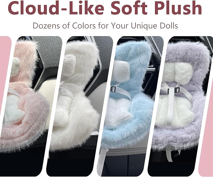 Doll Car Seat for 17cm Dolls with Air Vent Clip and Desktop Stand, Cute and Functional Car Ornament for Blind Box Doll Fans, Collectors (Tropical Sunset Blend)