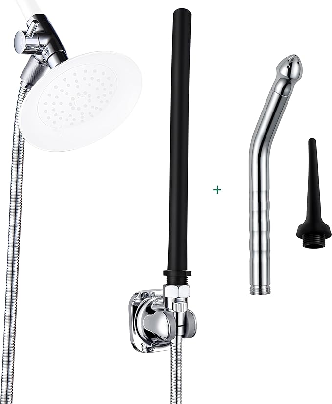 Shower Enema System with Water Control Valve and Silicone Nozzles for Deep Cleaning, Includes 100 Inches Hose for Men and Women