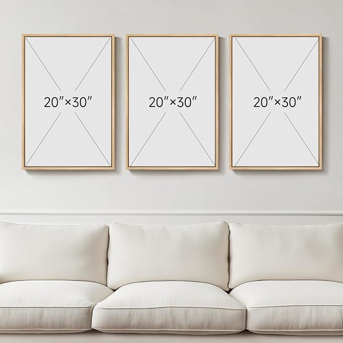 Large Framed Abstract Wall Art, Black and White Beige, 20x30 In, Set of 3 | Neutral modern pictures, Canvas prints, wood frame, Minimalist paintings, Wall decor for Living Room Bedroom Dining Room