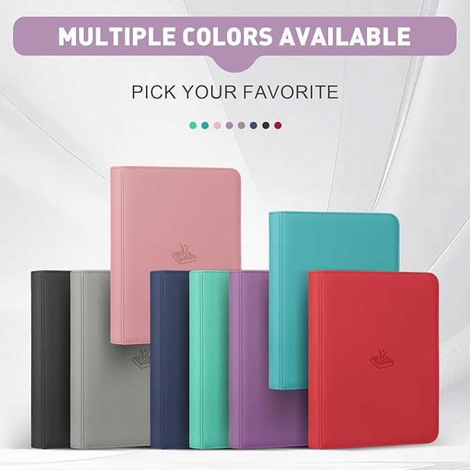 Trading Card Binder 9 Pocket - 180 Cards Capacity, Side Loading Card Album with Zipper Closure, Card Collection Holder for TCG, Game Cards, Sports Cards, Yugioh（Purple）