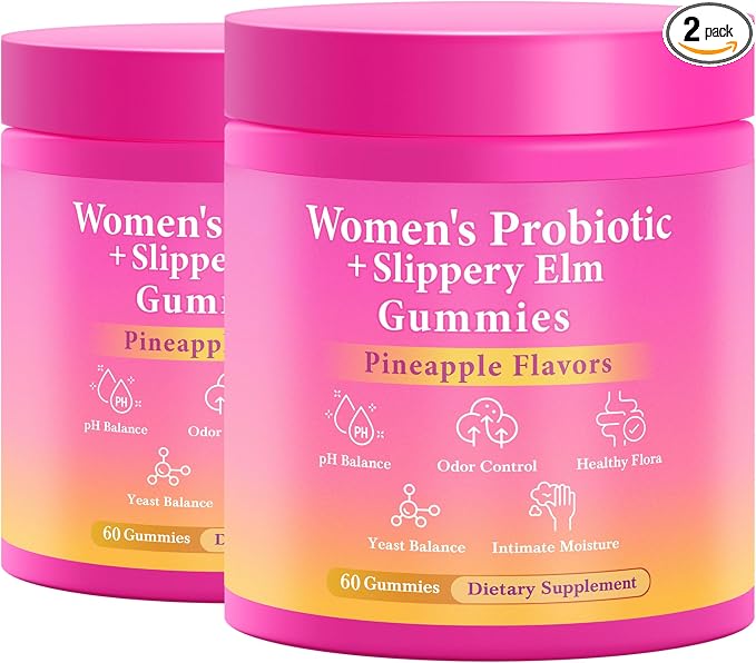 BURMINY Her Juicy Feminine Probiotics Gummies, Premium Feminine Balance Probiotics with Slippery Elm for Women's pH Balance and Freshness – Support Daily Wellness & Comfort 120 Pineapple Gummies