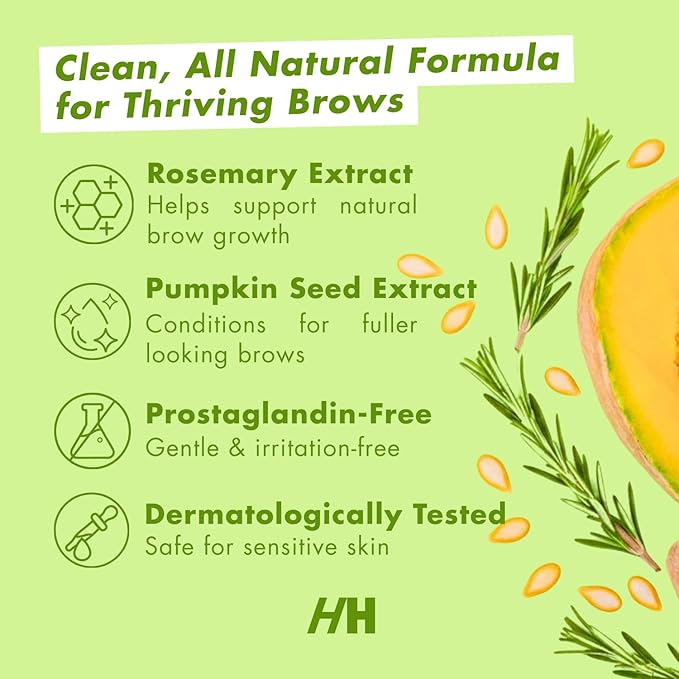 Handmade Heroes Eyebrow Growth Serum – Natural Vegan Brow Enhancer with Rosemary & Pumpkin Seed Oil – Prostaglandin Free Serum for Thicker, Fuller Looking Brows – Gentle & Nourishing Formula