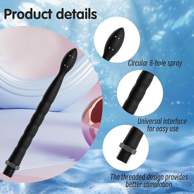 Premium Shower Enema Kit with 59-Inch Hose & 24cm Silicone Nozzle with 8 Holes - Anal and Vaginal Douche System for Colon Cleansing, Enema Irrigator Kit for Men and Women