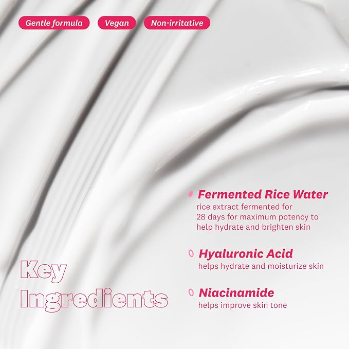The Face Shop Rice Water Bright Vegan Cream - Instant Moisturization Quick-Absorbing Formula - Vegan, Brightening - Rice Water, Niacinamide, Hyaluronic Acid - Moisturizer Face Cream - Korean Skin Care