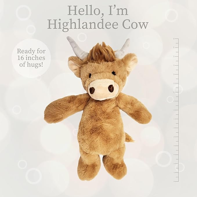 WORLDS SOFTEST PLUSH Highlandee Cow, Lushee, Large, 16" Stuffed Animal for Baby, Toddler, Kids, Adults - Soft, Huggable Stuffed Cow- Adorable Toy Made from Kid-Friendly, Quality Materials