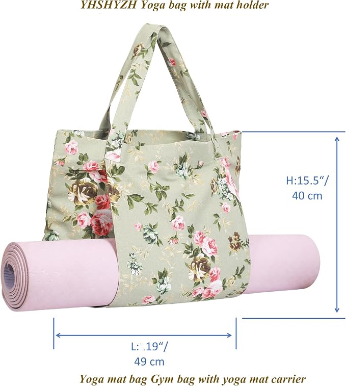 Yoga Mats bag for Women, Canvas Bags for Yoga Mat & Blocks Women, Floral Gym Valentine's Day Gifts for Yoga Lover