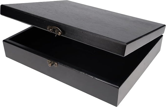 WE Games Old World Wooden Box with Brass Latch – Vintage-Style Wooden Keepsake Box for Jewelry & Trinket Storage, Black-Stained Finish
