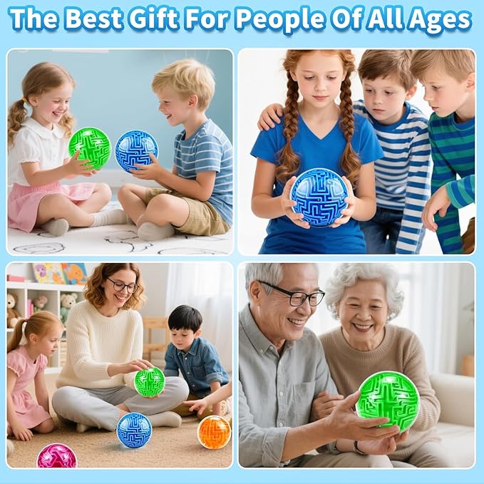 3D Puzzle Ball Maze Brain Teasers Games Puzzle Toy Gravity Memory Cube Educational Toys Gifts for Students Teens Adults,Blue and Green