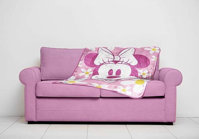 Jay Franco Kids Plush Throw Blanket – Soft & Cozy Fleece Throw for Bedroom & Couch Décor, Official Licensed Product, Pink - Minnie Mouse, 40x50 - Travel Blanket