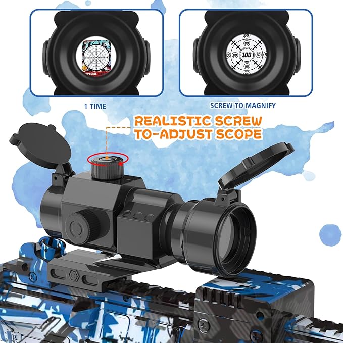 Automatic Toy Foam Blaster with Scope, Electric Toy Gun Dart Blaster with 120 Foam Darts for Guns, Goggles, Air Pocket Technology Outdoor Shooting Game Kids Toys for 8-12 Year Old Boys Girls - Blue