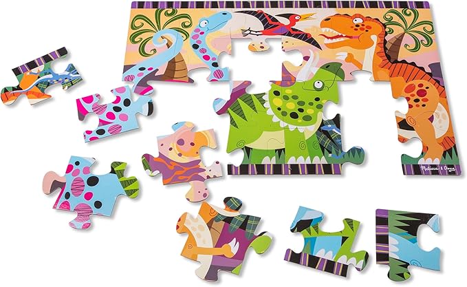 Melissa & Doug Dinosaur Dawn Jumbo Floor Puzzle (24 Pieces, 2 x 3 Feet), Jigsaw Puzzle for Preschoolers and Kids Ages 3+ - FSC Certified