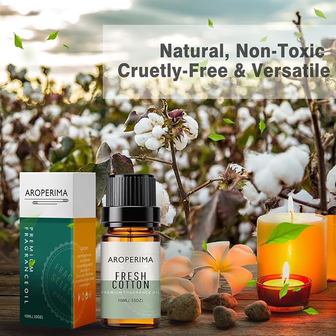 Fresh Cotton Fragrance Oil, Premium Grade Scented Oil for Aroma Diffusers, Perfume, Candle and Soap Making - 10ml