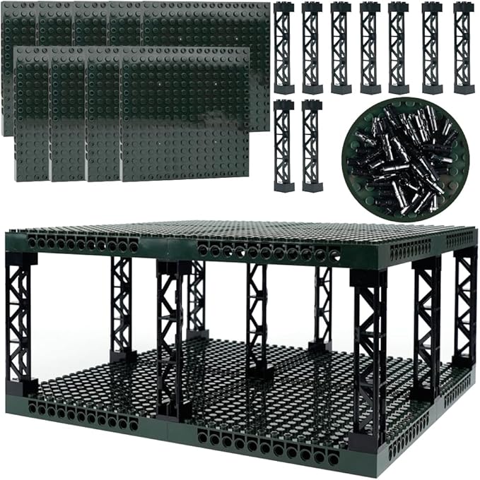 Claasic Brick 16x16 Plate 1/3 with Holes - Pixel Art Painting Base Pins Suppor Pillar Accessories Pack,Building Block Bulk Parts and Pieces Sets,Compatible with 65803(Green)