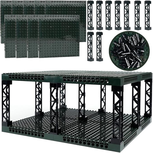 Claasic Brick 16x16 Plate 1/3 with Holes - Pixel Art Painting Base Pins Suppor Pillar Accessories Pack,Building Block Bulk Parts and Pieces Sets,Compatible with 65803(Green)