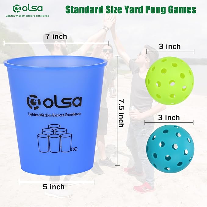 Olsa Giant Yard Pong Outdoor Games, Classic Toss Family Games for Beach Camping Lawn Backyard Party, Indoor Outdoor Game for Adults and Family(Blue Glow in Dark)