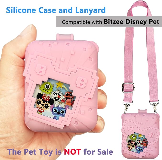 JCHPINE Silicone Cover Case for Bitzee Disney Interactive Digital Pet and Case, Protective Skin Sleeve for Bitzee Disney Virtual Electronic Pets (Pink)