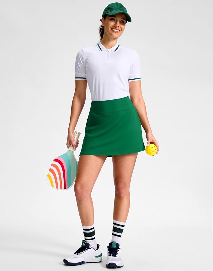 14"/16" Skorts with 3 Pockets | Side Slits, High Waisted, Built-in Shorts, A Line, Casual, Pickleball, Athletic, Golf, Tennis Skirt, for Women