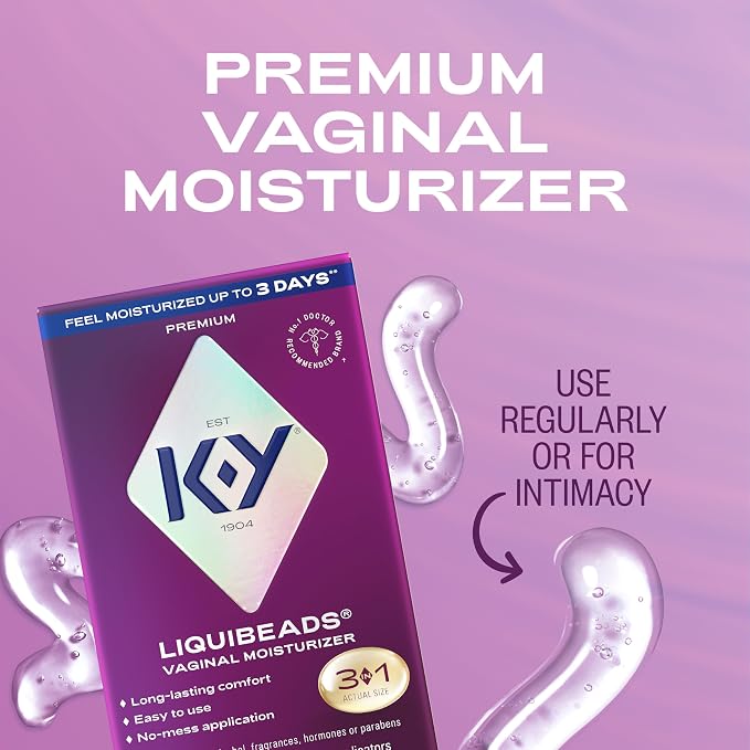 K-Y Liquibeads Silicone-Based Formula 6 Bead Inserts and 6 Applicators Vaginal Moisturizer & Lube for More Comfortable Sex for Men, Women and Couples (3 Pack)