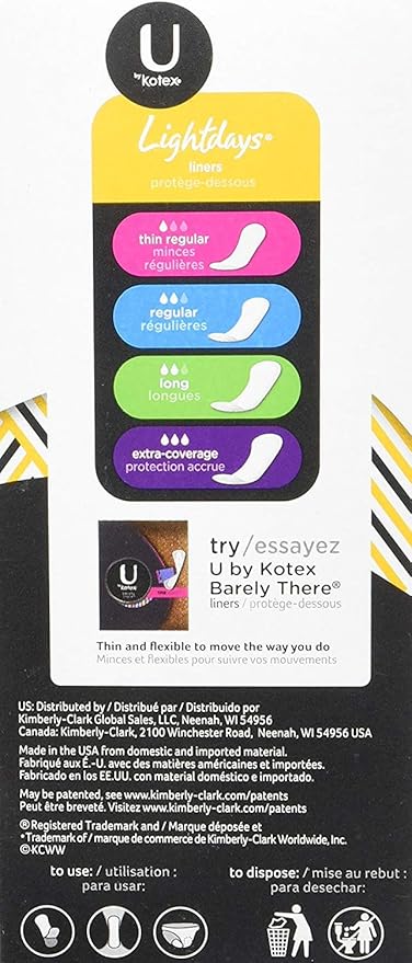 Kotex Lightdays Liners Regular, 64 ea ( Pack of 8)