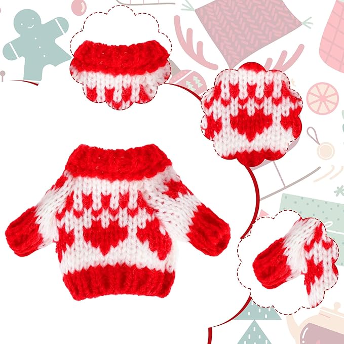 Bencailor 10 Pieces Christmas Doll Clothes Set Clothes Accessories Winter Christmas Outfits Knitted Santa Sweater for Doll Accessories(Classic Style)