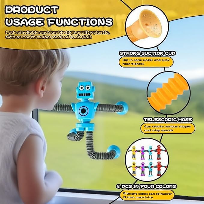 20 Telescopic Suction Cup Robot , Coolest Pop Tubes Sensory Toys for Kids, Fidget Toys Party Favors Christmas Easter Birthday Party Supplies Goodie Bag Stuffer