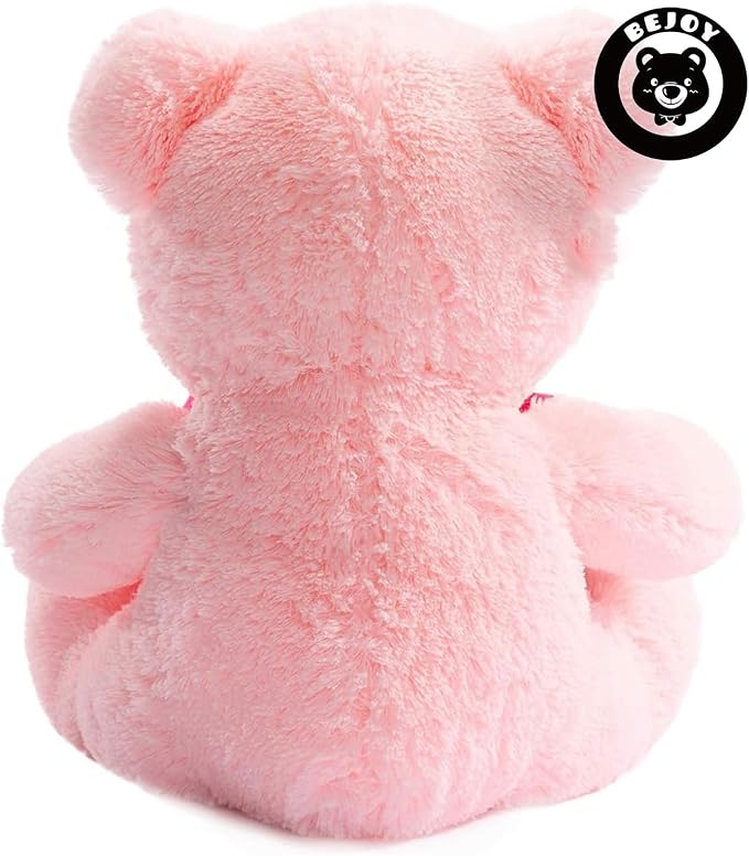 BEJOY Teddy Bear Stuffed Animals Plush Bear Holding Rose Soft Plush Toy Gifts 16 inches Pink