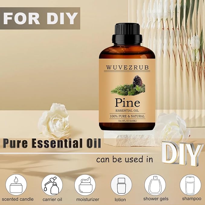 Pine Essential Oils, 240ML Pure and Natural Essential Oil for Aromatherapy Diffuser - 8 Fl Oz