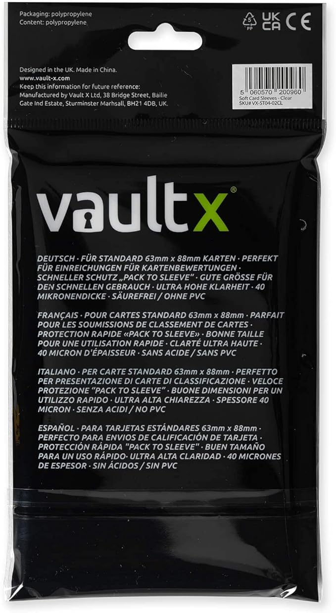 Vault X Soft Penny Sleeves (200 Pack) for Standard Trading Cards TCG, Clear