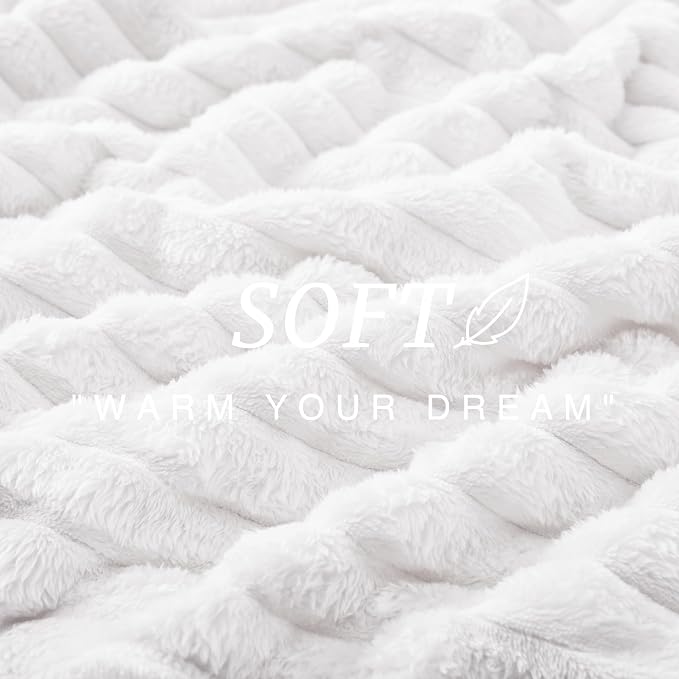 EXQ Home Gentle Soft Fleece Throw Blanket – Cozy Lightweight Blanket for Couch Bed – All-Season Warm Fuzzy Flannel Blanket for Women Mom Her – Gifts for Birthday(50"x60",White)