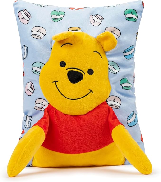 Jay Franco Disney Winnie The Pooh 3D Snuggle Pillow - Super Soft Yellow Plush Pillow - Measures 15 Inches