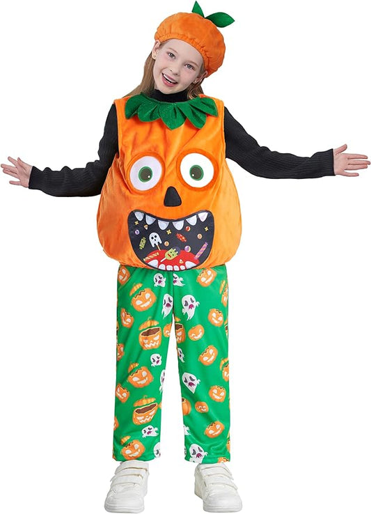 IKALI Halloween Pumpkin Costume with Pumpkin Hat Halloween Dress Up