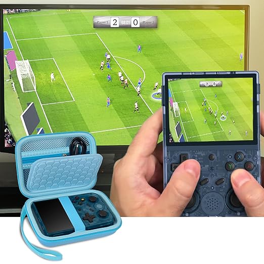 PAIYULE Travel Case Compatible with RG353V/ RG353VS/ R36S Retro Handheld Game Console, Handheld Emulator Storage Holder Organizer, Android Game Console Carrying Bag (Blue) (Box Only)