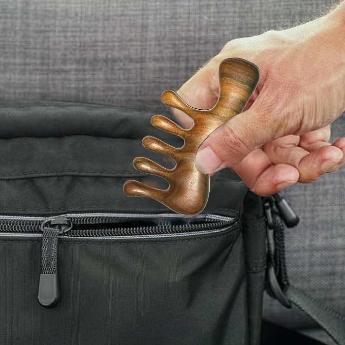 OULIGET Wood Gua Sha Massage Tools Set,Scraping Scalp Massage Comb,Natural Wooden Gua Sha Tool,Scraping Tool. (Handle Wooden Comb)