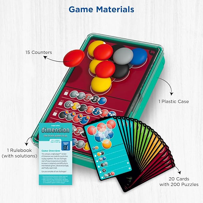 Dimension: The Brain Game to Go | Brainteasers |Puzzles| Solo Games | 1 Player | Dimension | Stacking Game | Kosmos Game