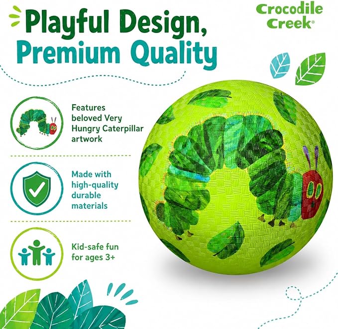 Crocodile Creek Playground Ball - Durable Rubber Ball for Kids Ages 3 and Up - Bouncy Inflatable Ball for Kickball, Indoor Games, and Outdoor Sports - PVC-Free