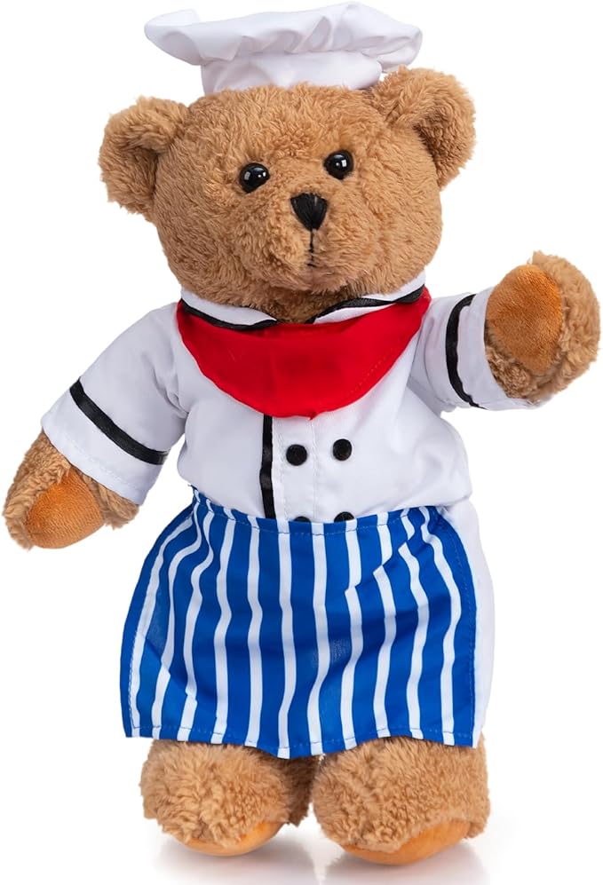 HollyHOME Chef Stuffed Animal Teddy Bear Soft Plush Toy with Chef Uniform Unique Toy Gifts for Kids and Chefs Holiday Birthday Valentine 16 inche