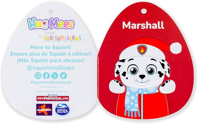 Squishmallows Original Paw Patrol 10in Holiday Marshall HugMees – Ultrasoft Official Jazwares Plush (Medium-Sized)