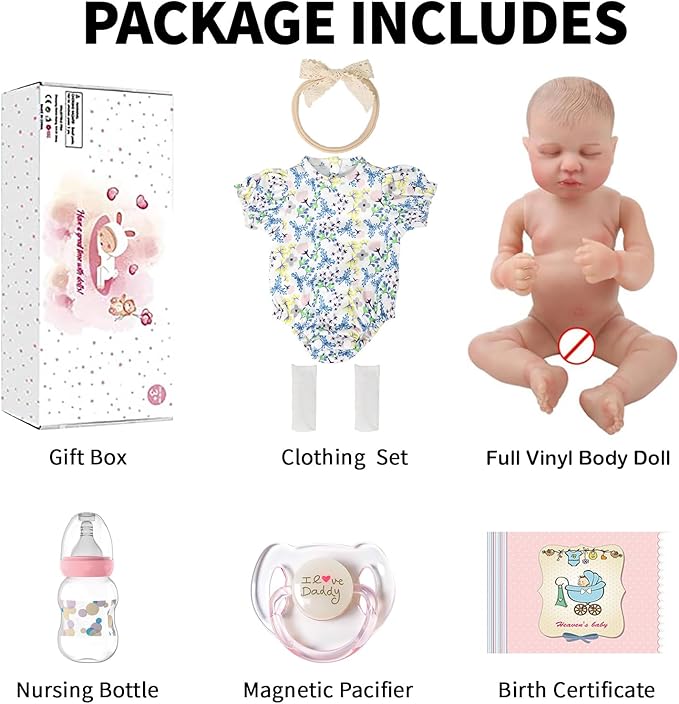 SCOM Silicone Reborn Baby Dolls - 20 inch Cute Realistic Baby Girl, Soft Full Silicone Body Newborn, Washable & Poseable, with Accessories for Boy Girl Ages 3+ Yrs, Birthday/Christmas