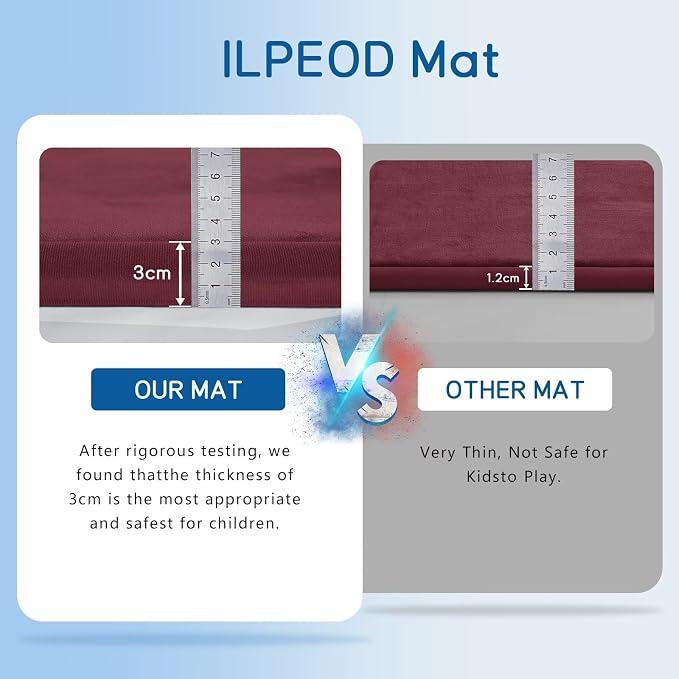 Baby Play Mat for Floor Nursery Muscle Mat Area Rug Playroom Rug 79"x138" Elastic Foam 1.3" Thick Crawling Mat for Babies,Toddlers, Infants (Burgundy)