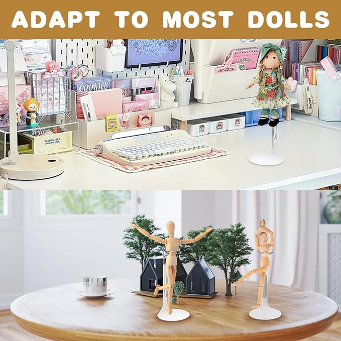 10 Pcs Doll Stand Action Figure Stands Doll Display with Expandable Waist Wire for 8" to 12" Dolls and Action Figure Dolls Accessories 2 Styles