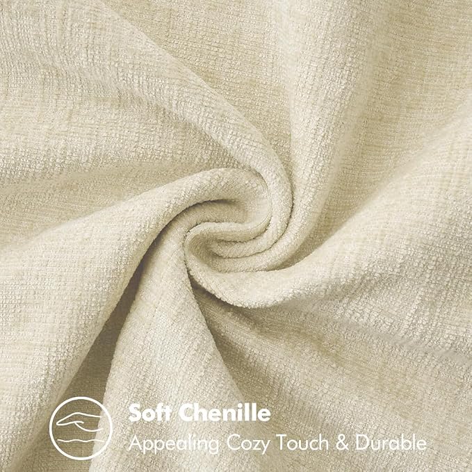 MIULEE Decorative Couch Throw Pillow Covers 20x20 Inch Cream White 2 Pack | Farmhouse Pillow Covers with Stitched Edge, Soft Chenille Cushion Cases, for Sofa Bed Living Room Home Decor