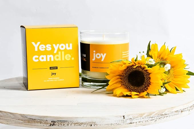 Yes You Candle - Joy, Grapefruit & Magosteen, Highly-Scented, Inspirational Soy Candle, Made in USA, Pure Essential Oils, Aromatherapy, 8 oz