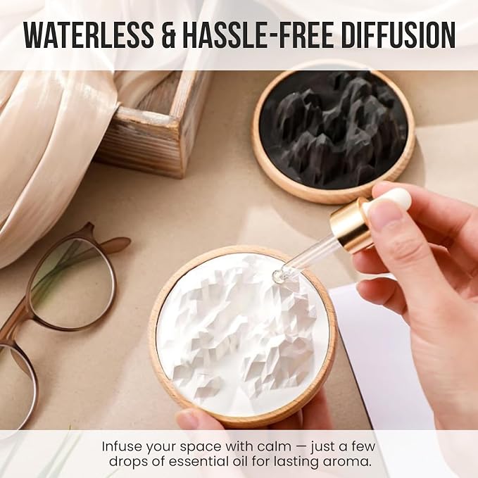 HOME ARCHIVE Aroma Diffuser with Aromatherapy Fragrant Oil Diffusers for Home Room Decor Fig Fragrance (Mountain Aroma Stone (Black))