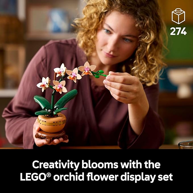 LEGO Botanicals Mini Orchid Building Set - Artificial, Fake Orchid for Home Decor, Adults Ages 18+ - Gift for Birthdays - Indoor Plant Decorations for Table, Desk, Office - 10343