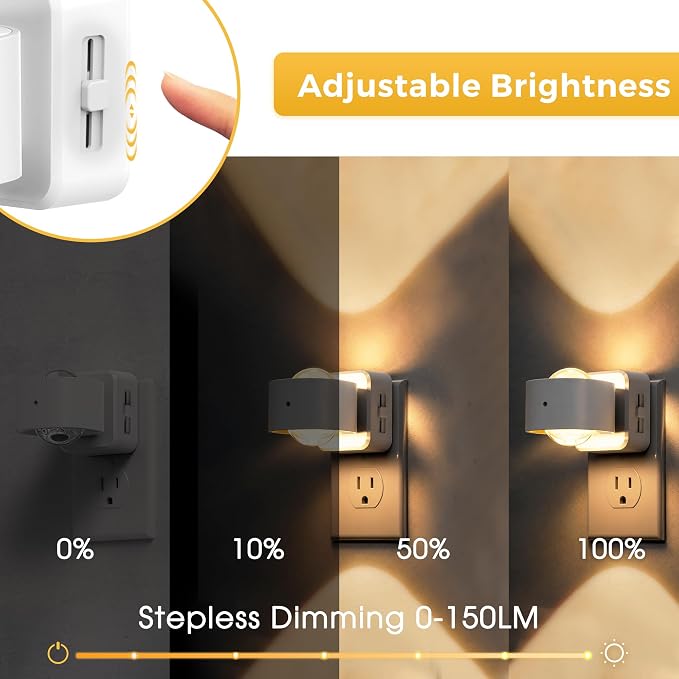 L LOHAS LED Night Lights Plug into Wall, Night Light Projector Light Sensor | Dusk to Dawn Sensor, Rotating White Nightlight for Kids, Soft White Ambient Lighting for Bathroom, Gaming Room, Gifts,1 Pack