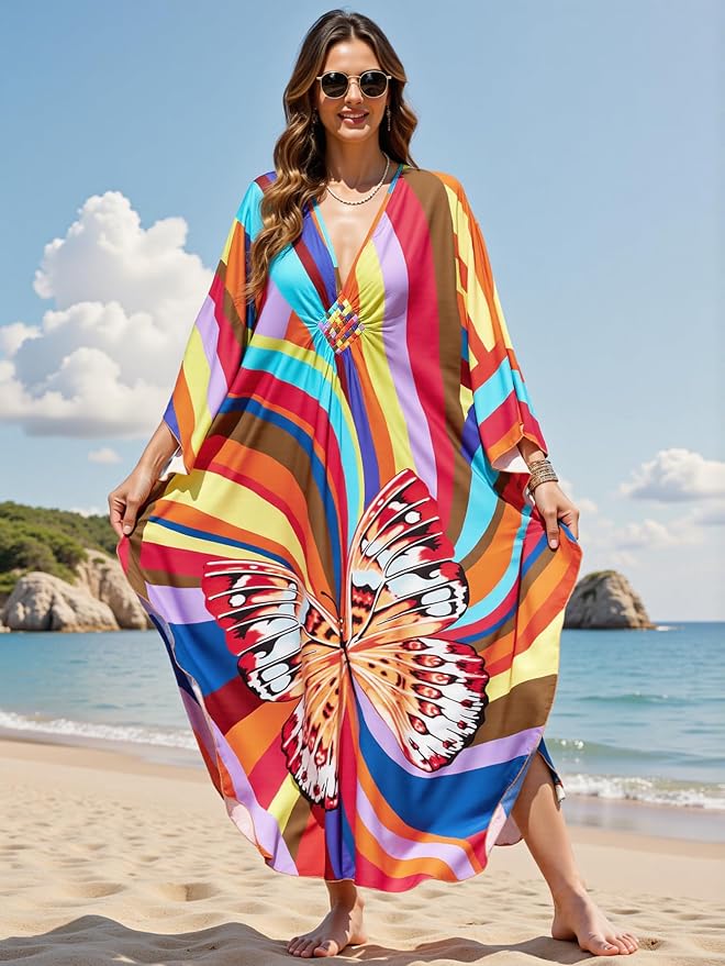 Mumu Dresses for Women Plus Size, Bohemian Kaftan Beach Cover Up Long Maxi Nightgown Soft Loungewear