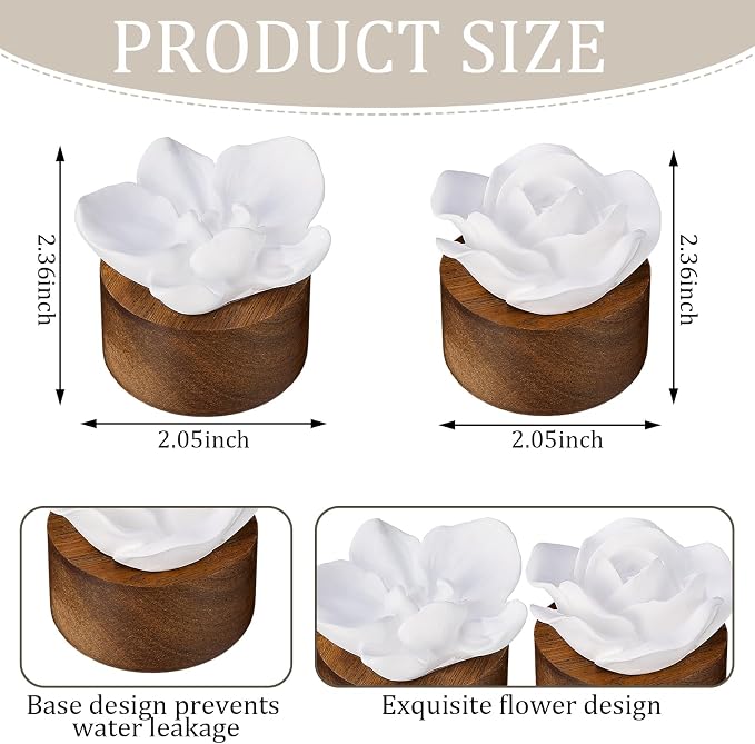 2 Pcs Ceramic Rose Diffuser Flower Passive Essential Oil Diffuser Flower Ceramic Aromatherapy Non Electric Battery for Home Office Tabletops Bathroom Decorative Birthday Ideal Gifts