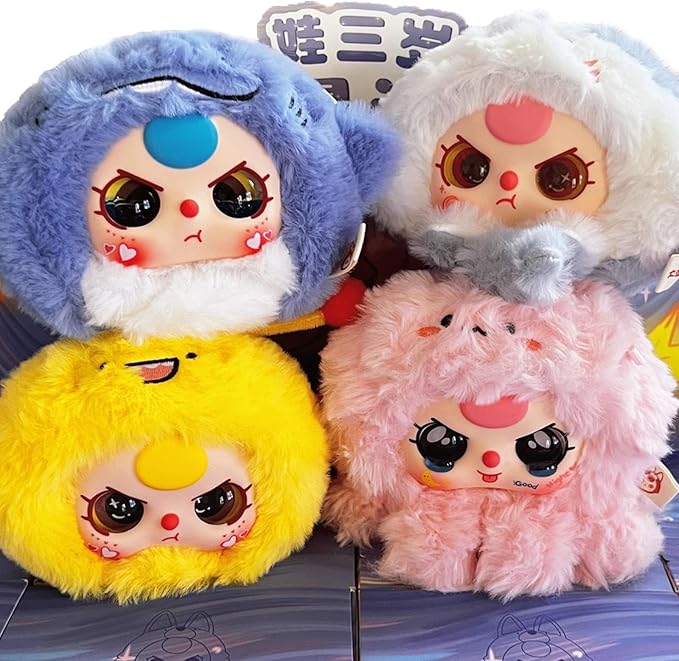 CALEMBOU Plush Doll Blind Box Figure, 5'' Cute Stuffed Animal Blind Plush Mystery Box, Kawaii 1 of 8 Possible Mystery Collectible Soft Charm Plush Keychains Xmas Birthday Gifts (Romantic Ocean Series)