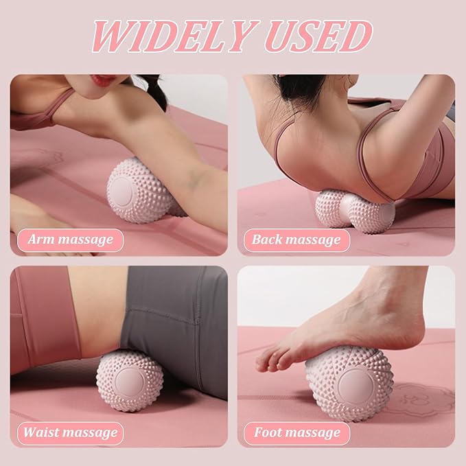 Peanut Massage Ball for Deep Tissue, Trigger Point Therapy, Myofascial Release – Double Lacrosse Foam Roller for Back, Neck, Foot, Muscle Relief, Yoga & Physical Recovery (Pink)