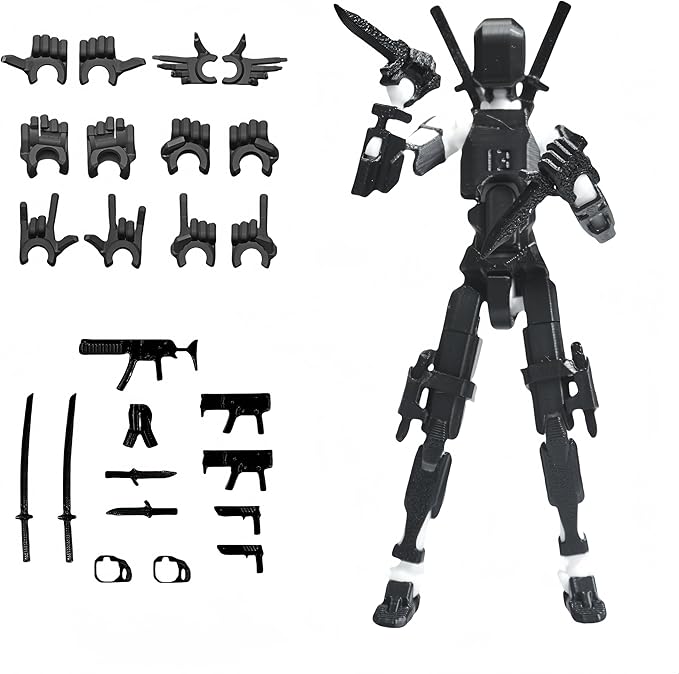 Pre-Assembly 3D Printed 5.54'' Stick 13 Action Figure, Multi-Jointed Tian13, Articulated T13 Desktop Decoration,12 in 1 d13 Accessories, Best Birthday Festival Gift